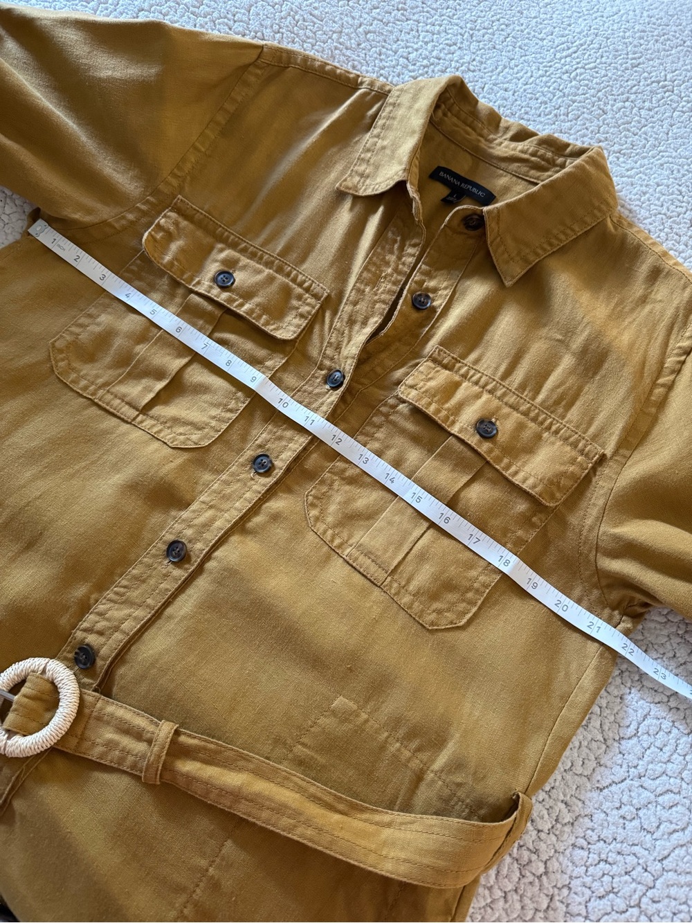 Banana Republic Safari Belted Linen Shirt Dress Size L - Picture 7 of 11